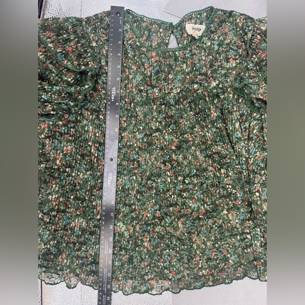 Anthropologie Porridge Pleated Floral Printed Lace Blouse Size L Romantic - Picture 14 of 14